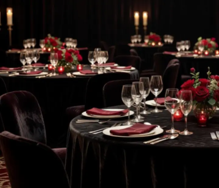 Elegancka wieczorna gala z nastrojowym oświetleniem i stołem rozrywkowym w stylu casino